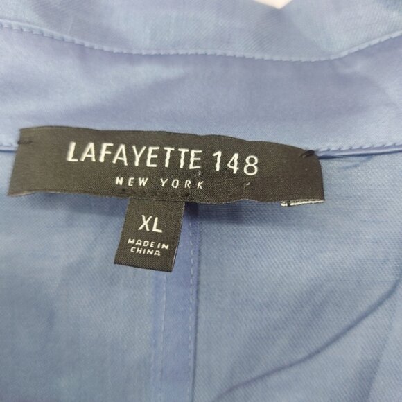 Lafayette 148 New York Blue Oversized Lightweight Button Front Shirt Size XL - Picture 2 of 5